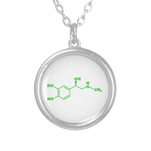 Adrenaline Molecular Chemical Formula Silver Plated Necklace