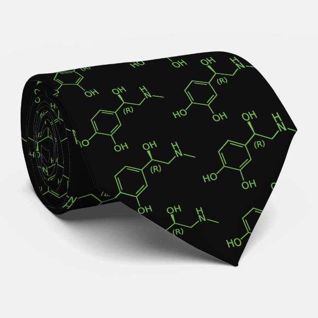 Adrenaline Molecule Chemical Diagram Neck Tie (Rolled)