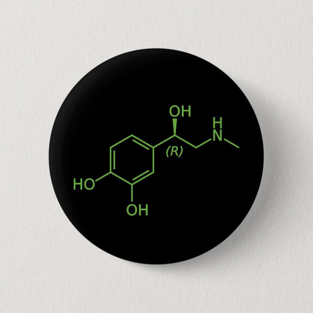 Adrenaline Molecule Chemical Diagram Pinback Button (Front)