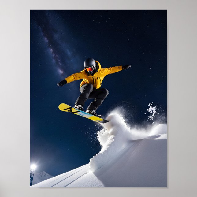 Adrenaline Under the Stars - Extreme Snowboarding Poster (Front)