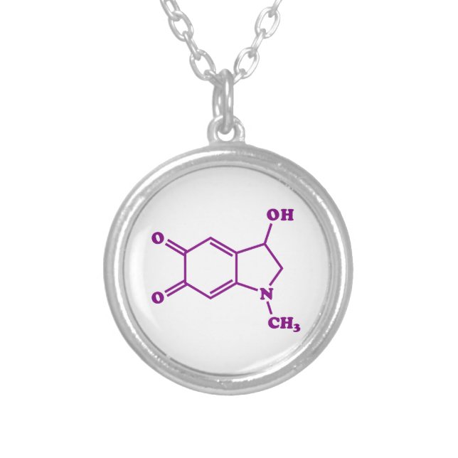 Adrenochrome Molecular Chemical Formula Silver Plated Necklace (Front)