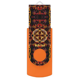 ~ ADRIAN ~ Abstract Brown Gold ~Personalized ~ Flash Drive