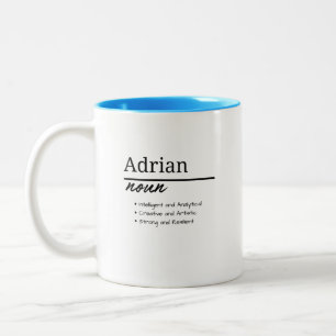 Adrian, Boy Personalized Name Definition Two-Tone Coffee Mug