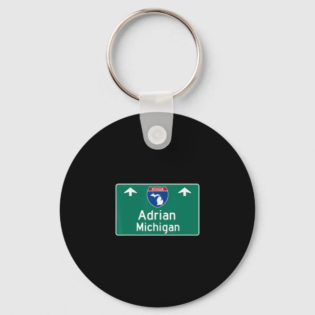 Adrian Michigan Mi Interstate Highway Vacation Sou Keychain (Front)