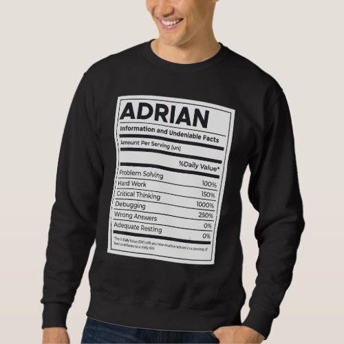 Adrian Nutrition Information Problem Solving Hard  Sweatshirt