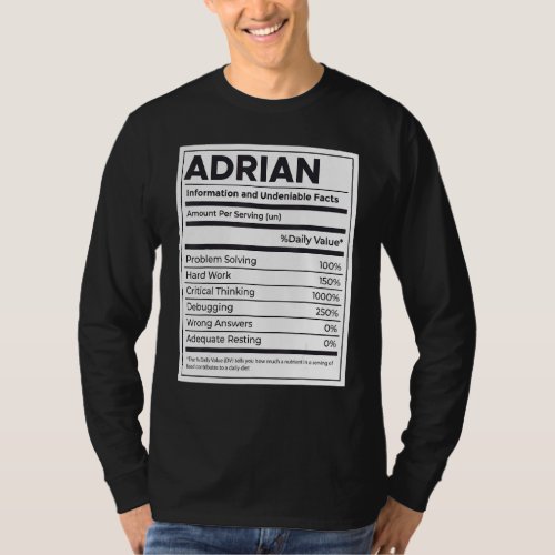 Adrian Nutrition Information Problem Solving Hard  T_Shirt