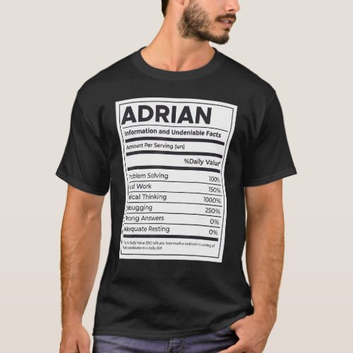 Adrian Nutrition Information Problem Solving Hard  T_Shirt