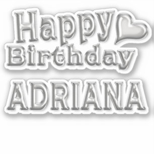 Adriana Happy Birthday silver sticker decal