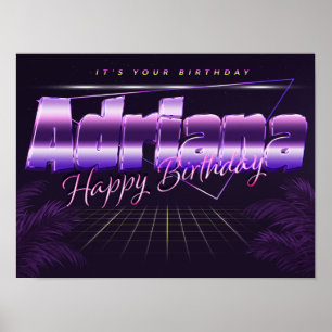 Adriana Name Vorname lila retro Poster Geburtstag