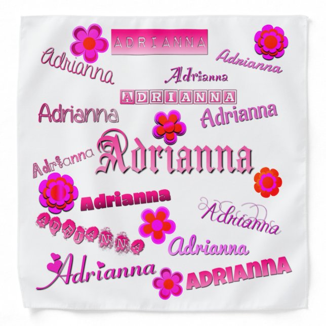 Adrianna with Pink Flowers  Bandana (Front)