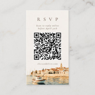 Adriatic Harbor Town Wedding QR Code RSVP Card