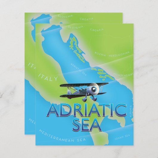 Adriatic Sea Flight map (Front/Back)