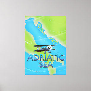 Adriatic Sea Flight map Canvas Print