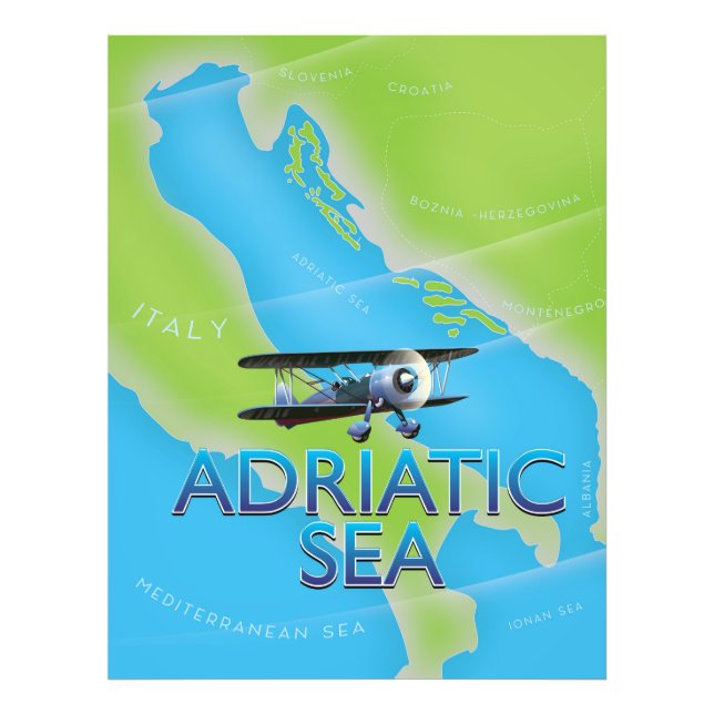 Adriatic Sea Flight map Photo Print (Front)