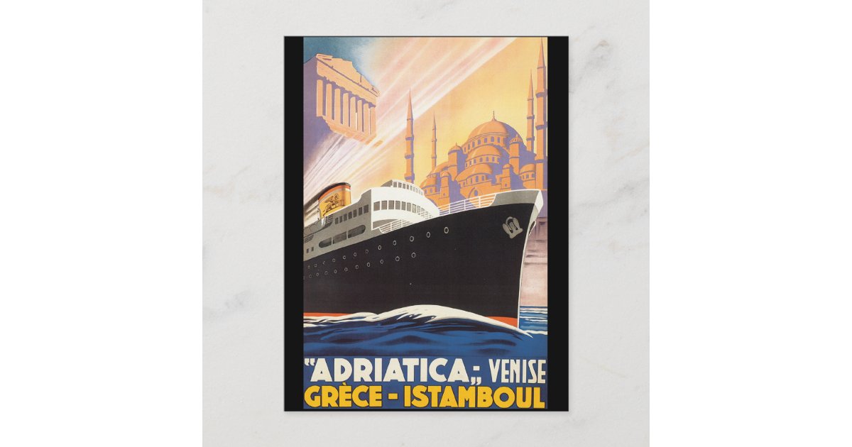 Adriatica Lines - Vintage Travel Poster Postcard | Zazzle