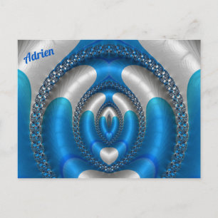 ADRIEN Bright!~ Blue White 3D Fractal Design ~ Postcard