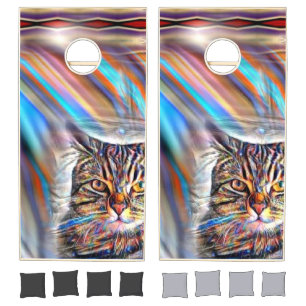 Adrift in Colors Tropical Sunset Cat Cornhole Set
