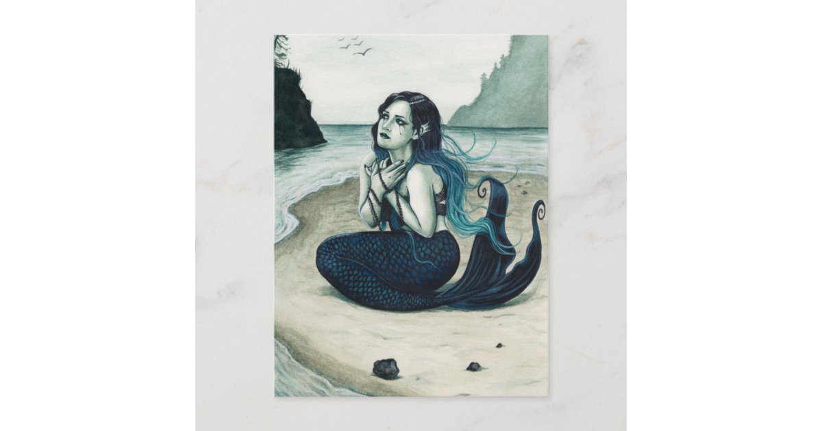 Adrift Sad Mermaid Postcard | Zazzle