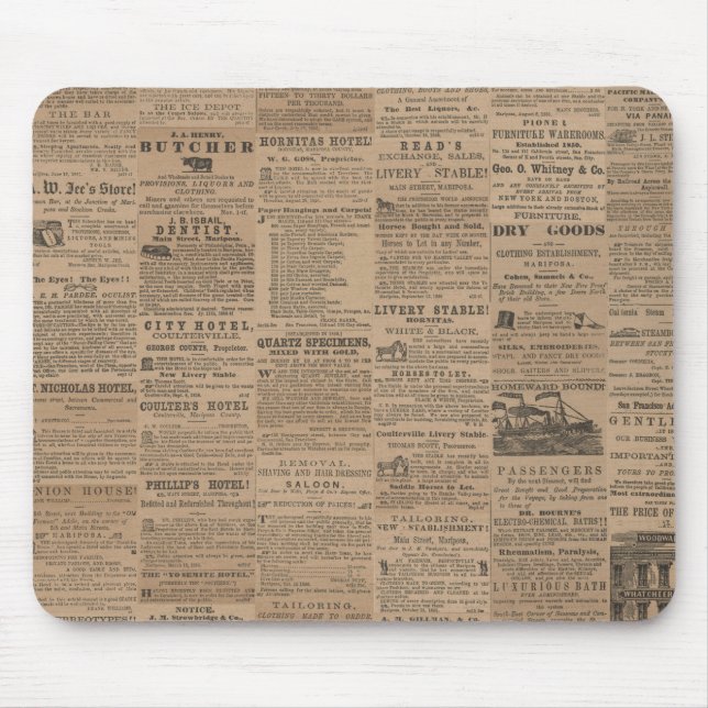 Ads of the Past, NY 1856   Mouse Pad (Front)