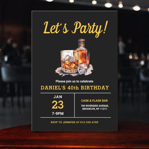 Adult 40 Years Whiskey Bourbon Birthday Party