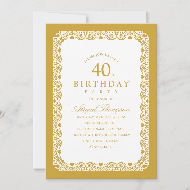 Adult 40th Birthday Party Elegant Simple & Classy Invitation (Front)