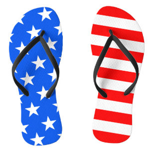 red and blue flip flops