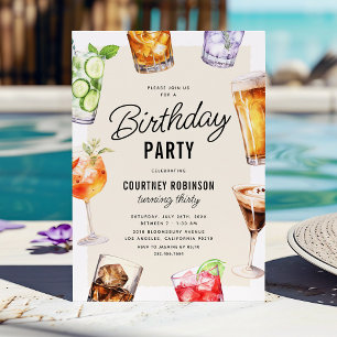 Adult Alcohol Drinks Birthday Party Invitation