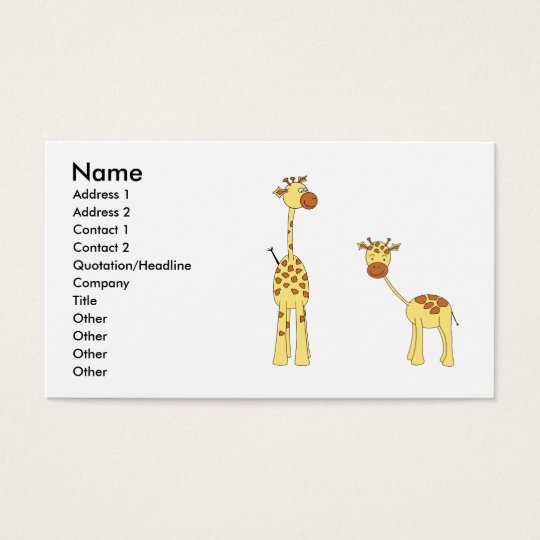 Adult and Baby Giraffe. Cartoon Business Card
