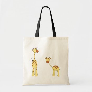 Adult And Baby Giraffe. Cartoon Tote Bag by Animal_Art_By_Ali at Zazzle