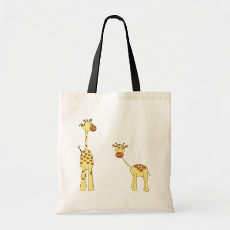 Adult And Baby Giraffe. Cartoon Tote Bag
