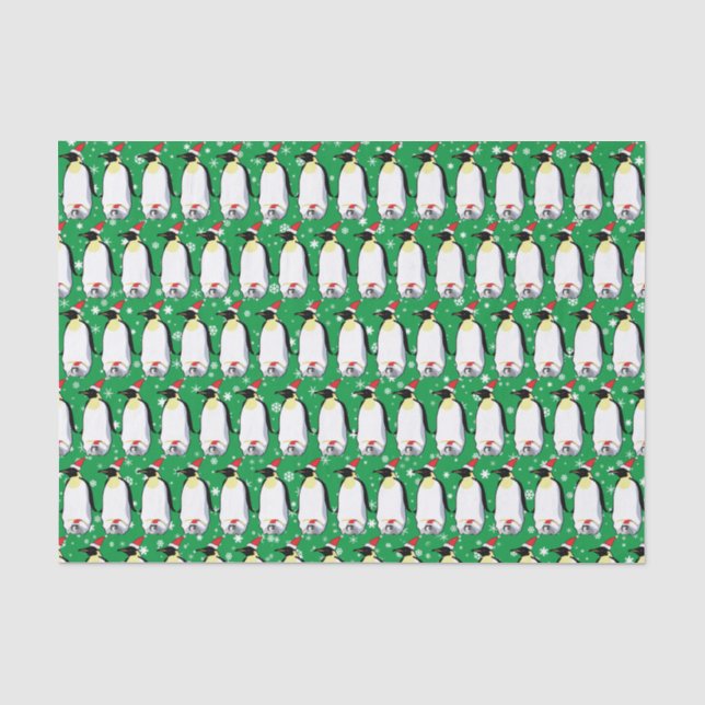 Adult and Baby Penguin in Santa Hat  Tissue Paper (Front)