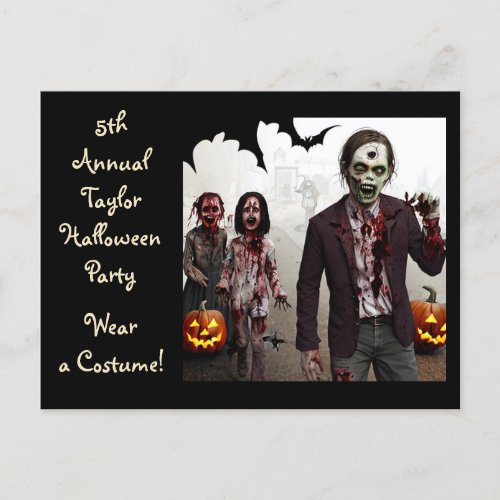 Adult and Children Zombies Halloween Party Invites