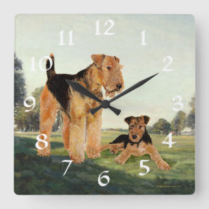 Adult and Pup Square Wall Clock