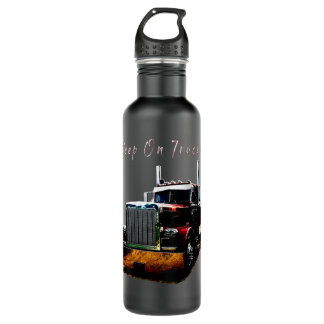 Adult and Youth Semi Truck Keep On Truckn Back Des Stainless Steel Water Bottle