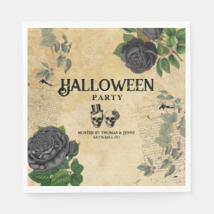 Adult Annual Halloween Party Vintage Gothic Skulls Napkins