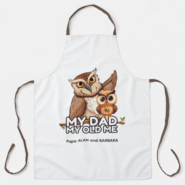 Adult Apron : My Dad My Old Me (white) (Front)
