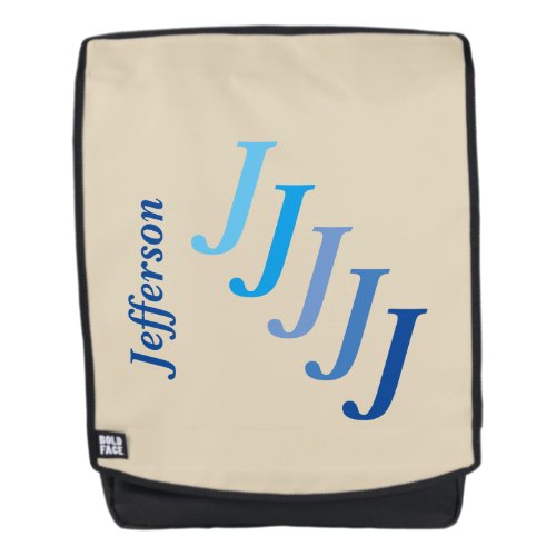 Adult Backpack _ Name and Initial in Blues