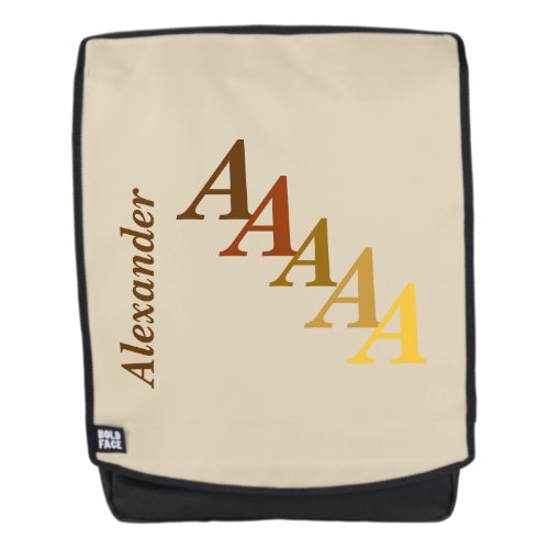 Adult Backpack _ Name and Initial in Browns