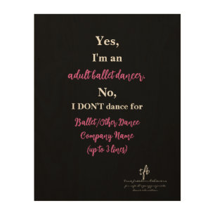 Adult Ballet Dancer Hot Pink/White Text Wood Wall Art