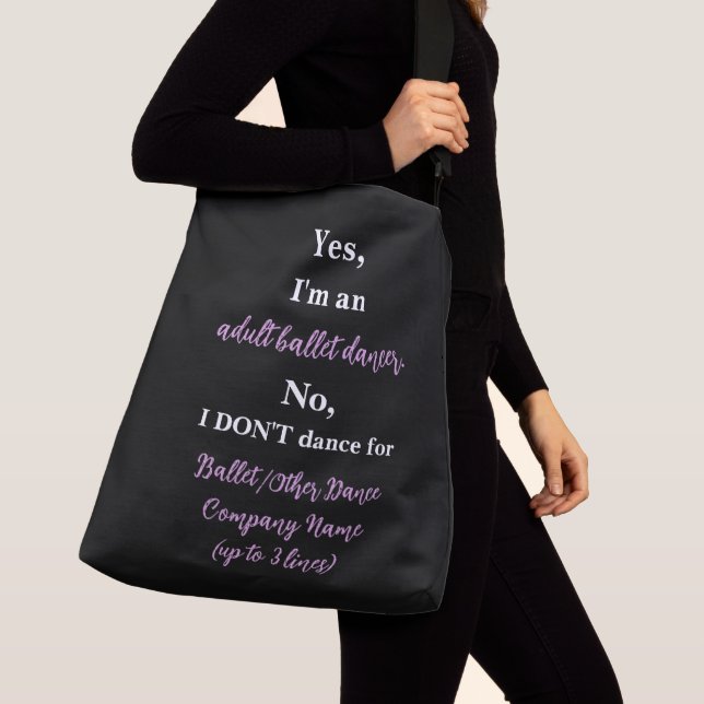 Adult Ballet Dancer Pale Plum/White Text Crossbody Bag (Close Up)
