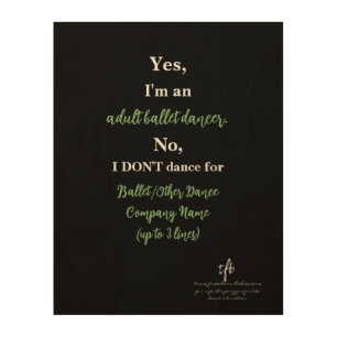 Adult Ballet Dancer Sage/White Text Wood Wall Art