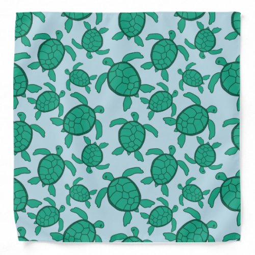 Adult Bandanas Featuring Green Sea Turtles on Blue