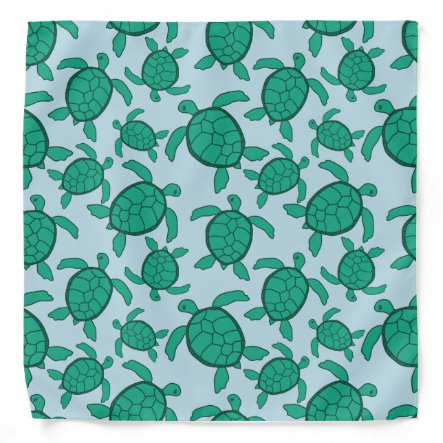 Adult Bandanas Featuring Green Sea Turtles on Blue (Front)