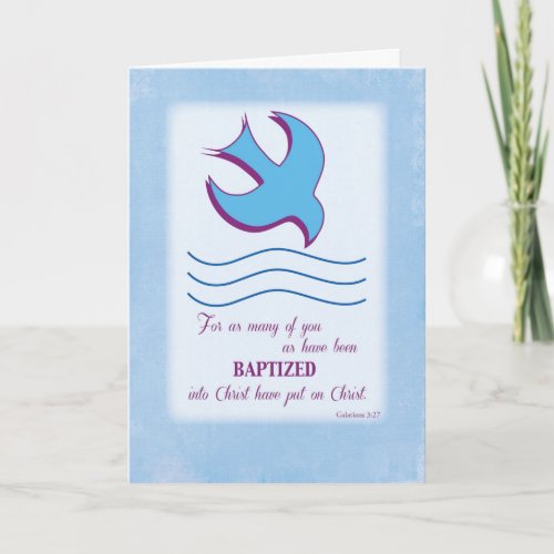 Adult Baptism Dove on Blue Card