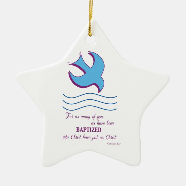 Adult Baptism Dove on Blue Ceramic Ornament (Front)