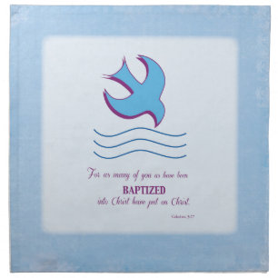 Adult Baptism Dove on Blue Napkin