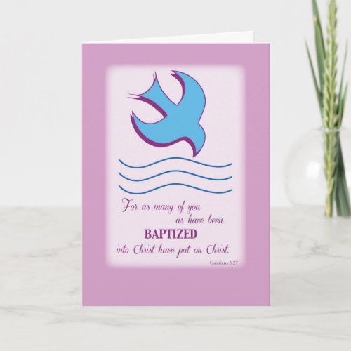 Adult Baptism Dove on Pink Card