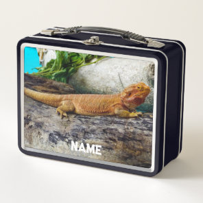 Adult Bearded Dragon Lizard Metal Lunch Box