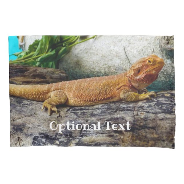 Adult Bearded Dragon Lizard Pillow Case (Front)