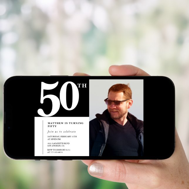 Adult birthday 50th birthday invitation Chic Photo (Front Digital)